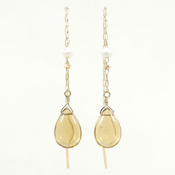 K10 Yellow Gold Smoky Quartz Earrings in Excellent Condition