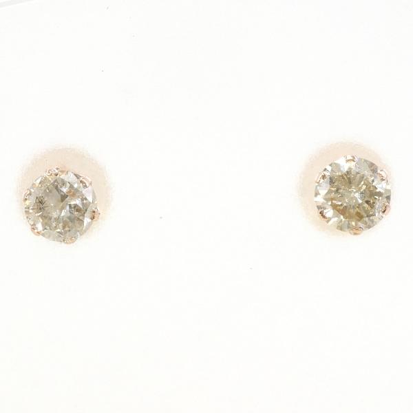 K10 Pink Gold Diamond Earrings in Excellent Condition