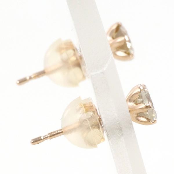 K10 Pink Gold Diamond Earrings in Excellent Condition