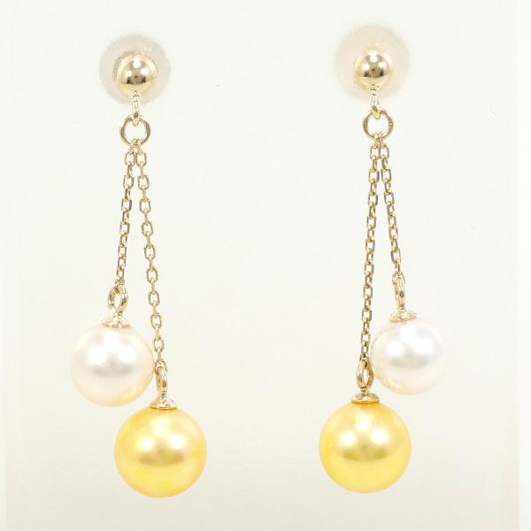 K10 Yellow Gold Imitation Pearl Earrings in Pristine Condition