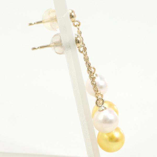 K10 Yellow Gold Imitation Pearl Earrings in Pristine Condition