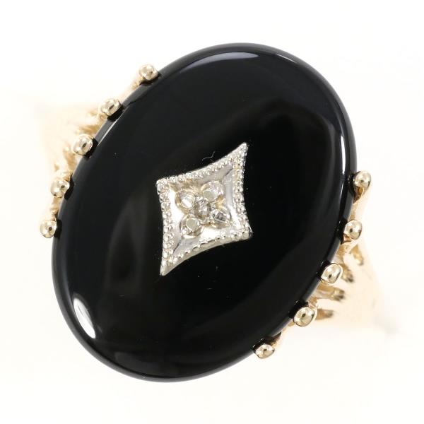 10K Yellow Gold Onyx Diamond Ring 11.5 in Excellent Condition