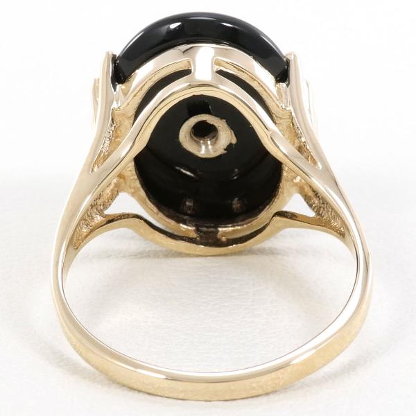 10K Yellow Gold Onyx Diamond Ring 11.5 in Excellent Condition