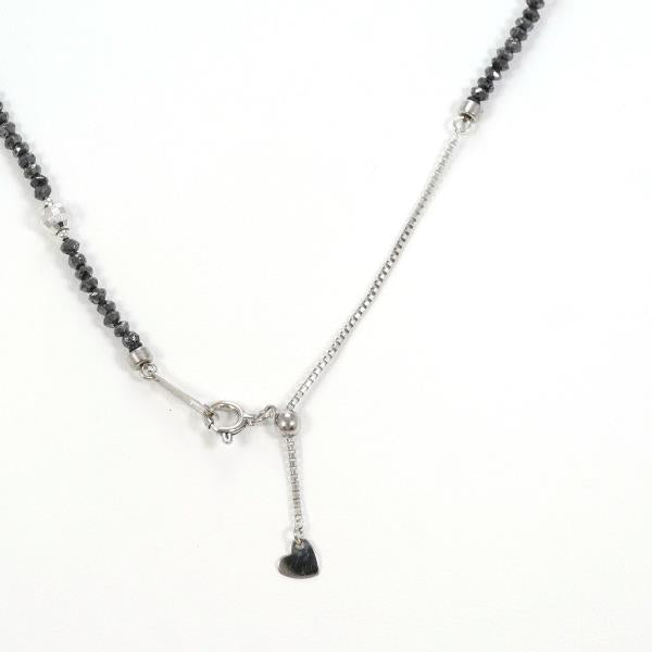 K18 White Gold Necklace with Black Diamond in Excellent Condition