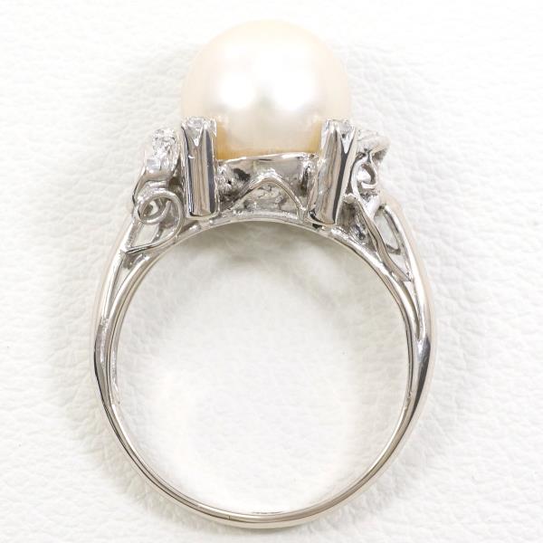 K18 White Gold Pearl Diamond Ring 11号 in Excellent Condition