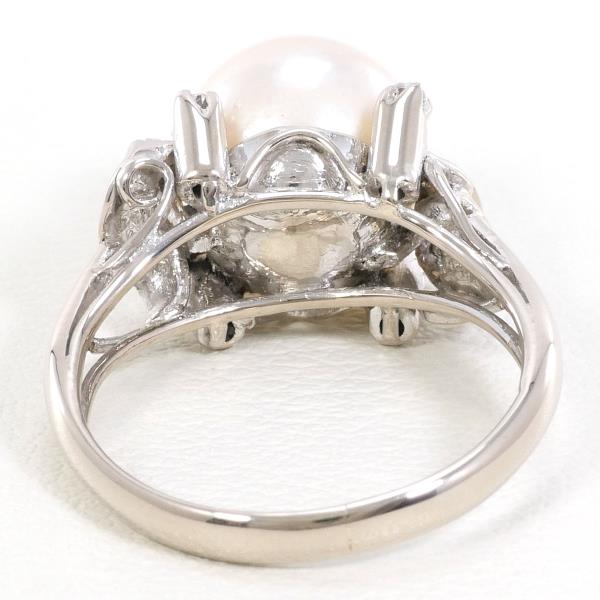 K18 White Gold Pearl Diamond Ring 11号 in Excellent Condition