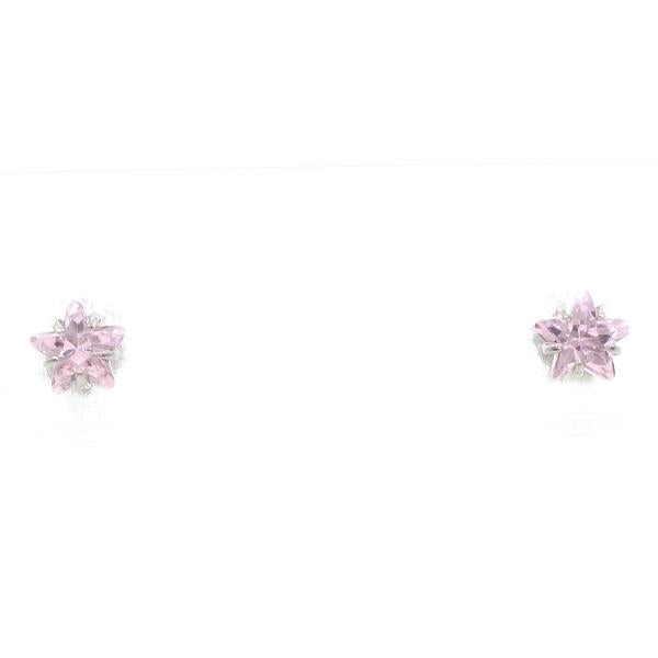 K14 White Gold Pink Zirconia Earrings in Excellent Condition