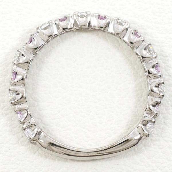 K14 White Gold Ring with Pink Sapphire and Zirconia, Size 9 in Excellent Condition