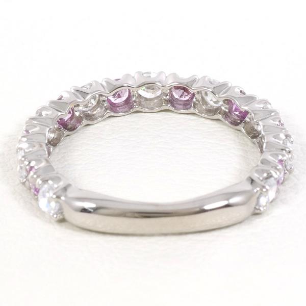 K14 White Gold Ring with Pink Sapphire and Zirconia, Size 9 in Excellent Condition