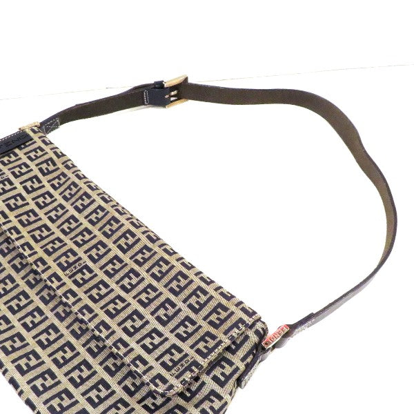 Fendi Zucca Pattern Canvas Leather Shoulder Bag in Great Condition