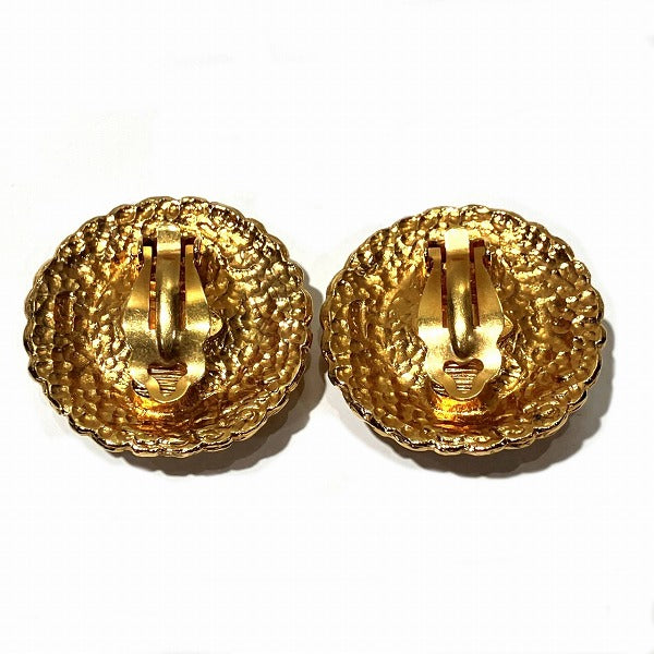 Chanel Tiger Eye Stone Metal Clip Earrings in Great Condition