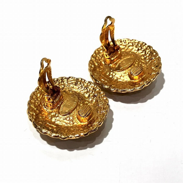 Chanel Tiger Eye Stone Metal Clip Earrings in Great Condition