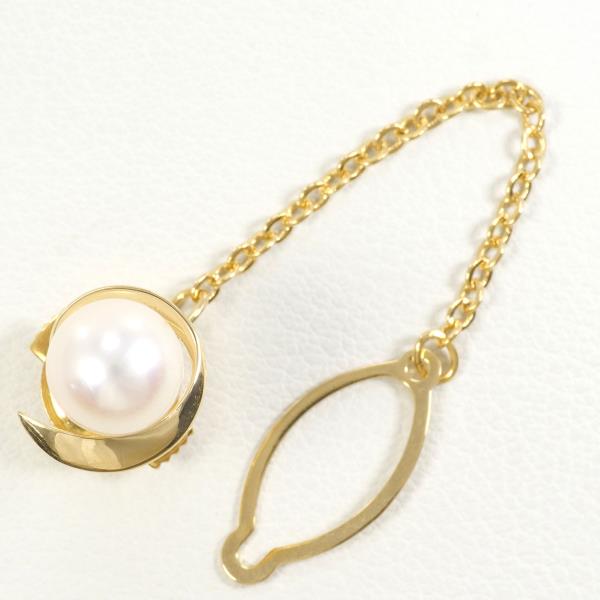 K18 Yellow Gold Pearl Pin Brooch in Pristine Condition