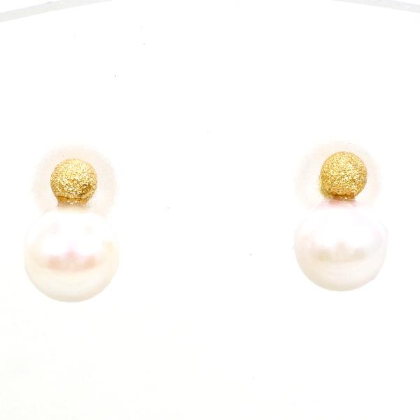 K18 Yellow Gold Pearl Earrings in Excellent Condition