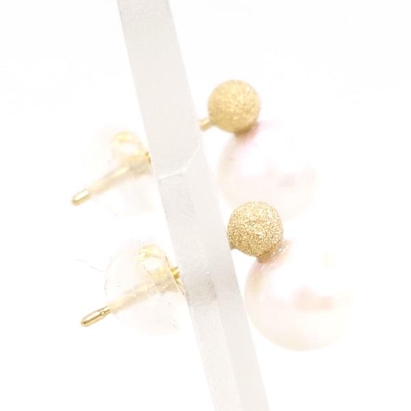 K18 Yellow Gold Pearl Earrings in Excellent Condition