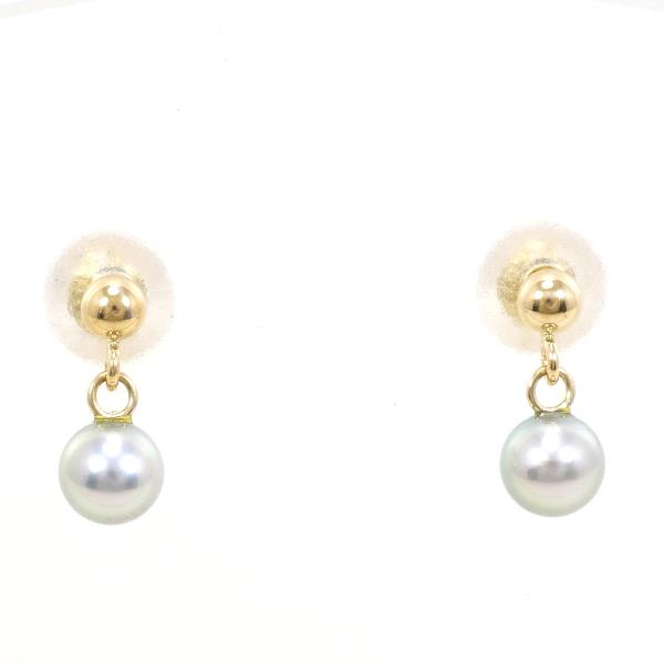 K18 Yellow Gold Pearl Earrings in Excellent Condition