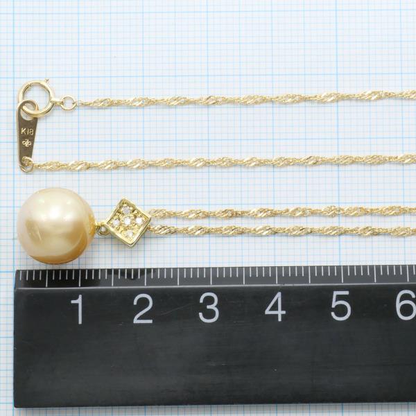 K18 Yellow Gold Pearl Necklace with Diamond