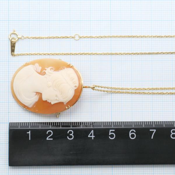 K18 Yellow Gold Necklace Brooch Shell Cameo