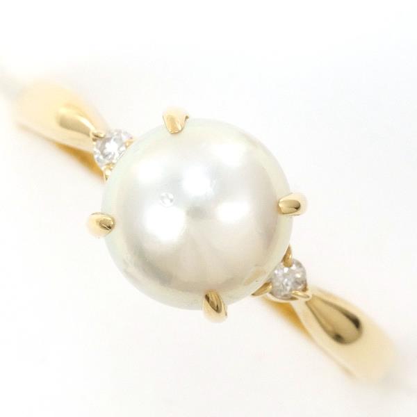 K18 Yellow Gold Pearl Ring with Diamond