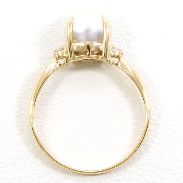 K18 Yellow Gold Pearl Ring with Diamond