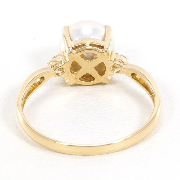 K18 Yellow Gold Pearl Ring with Diamond