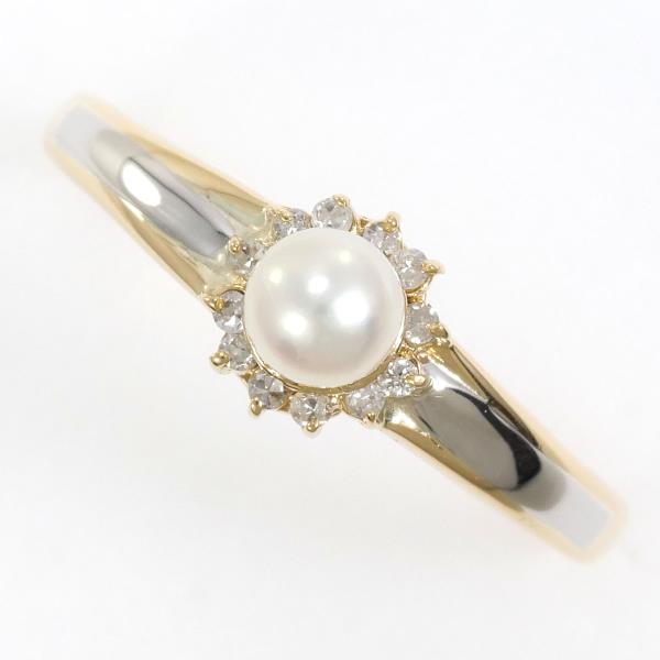 PT900 Platinum K18YG Pearl Diamond Ring