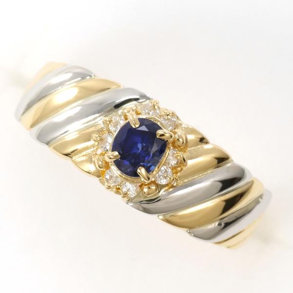 PT900 Platinum K18 Yellow Gold Sapphire Ring