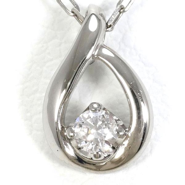 4℃ K10 White Gold Diamond Necklace in Pristine Condition