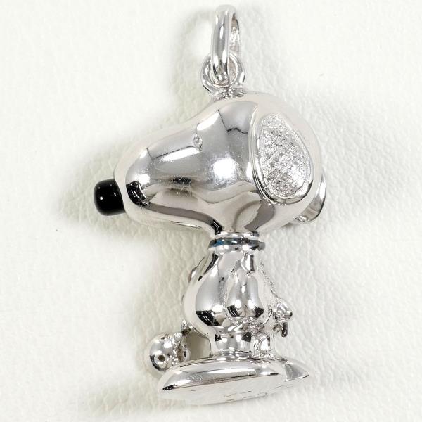 Snoopy Silver Pendant Top with Diamond in Excellent Condition