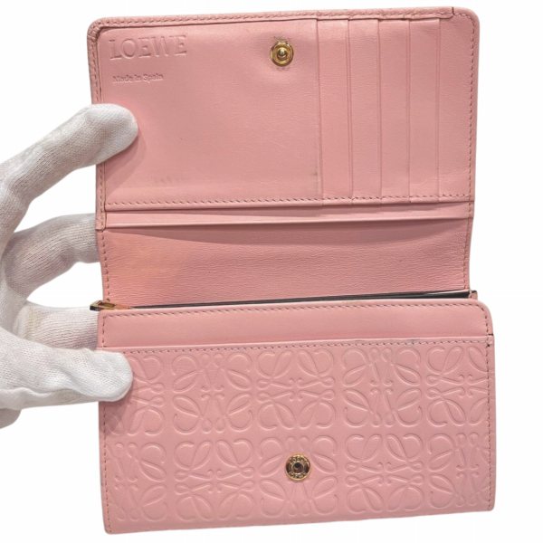 Loewe Leather Anagram Bifold Wallet Pink