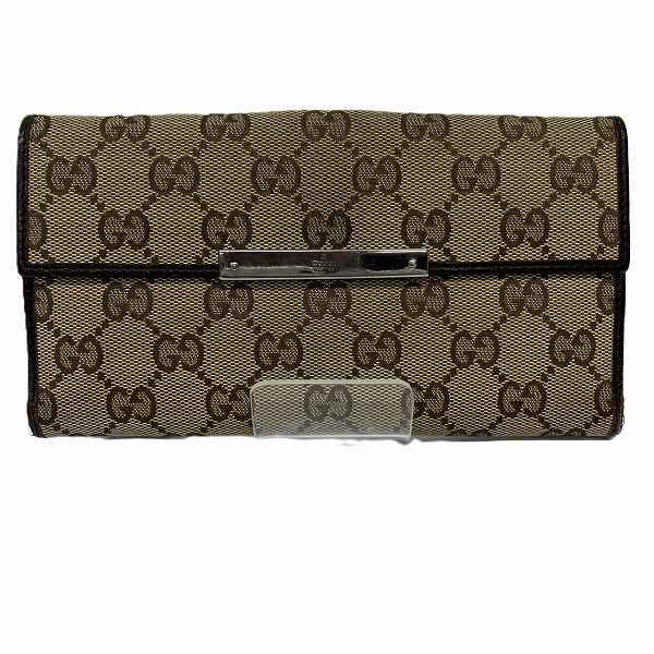 Gucci GG Canvas Leather Long Wallet 112715