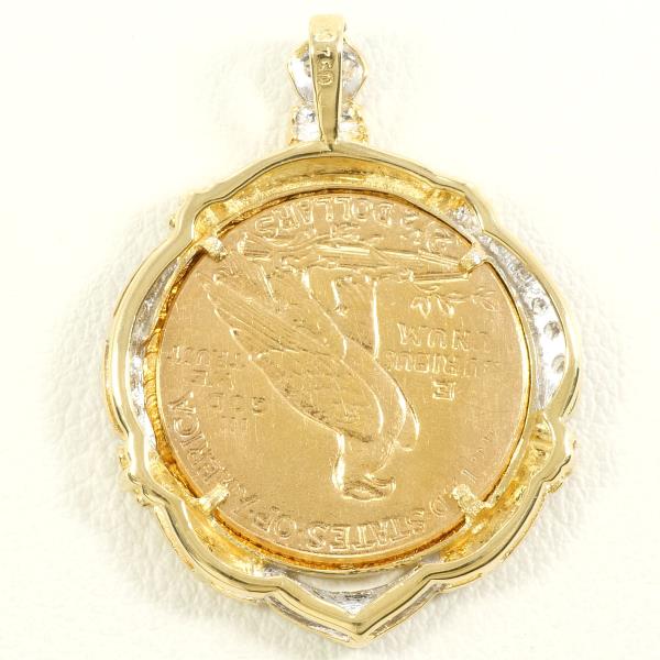 American Indian Coin Pendant 18K Gold Diamond