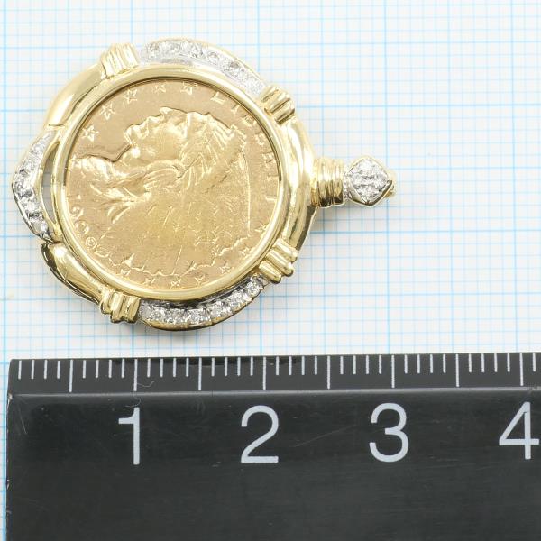 American Indian Coin Pendant 18K Gold Diamond