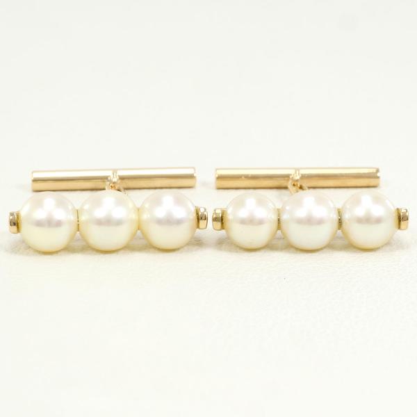 K18 Yellow Gold Pearl Cufflinks in Excellent Condition