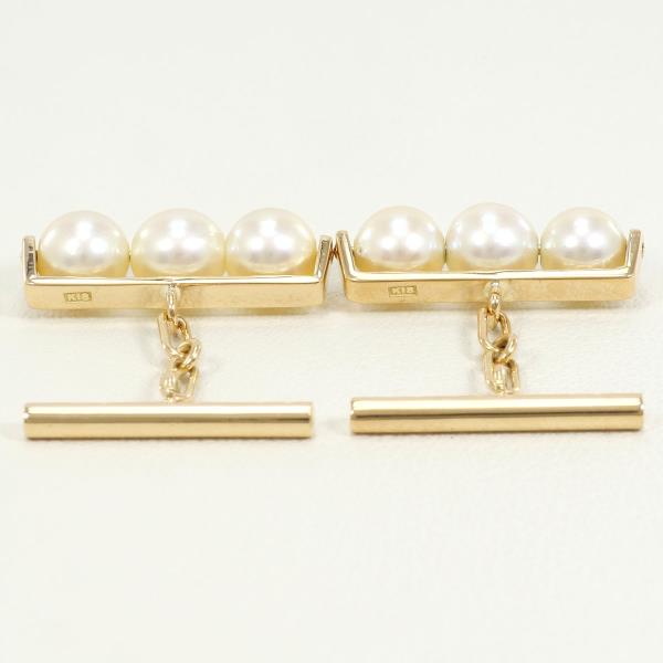 K18 Yellow Gold Pearl Cufflinks in Excellent Condition