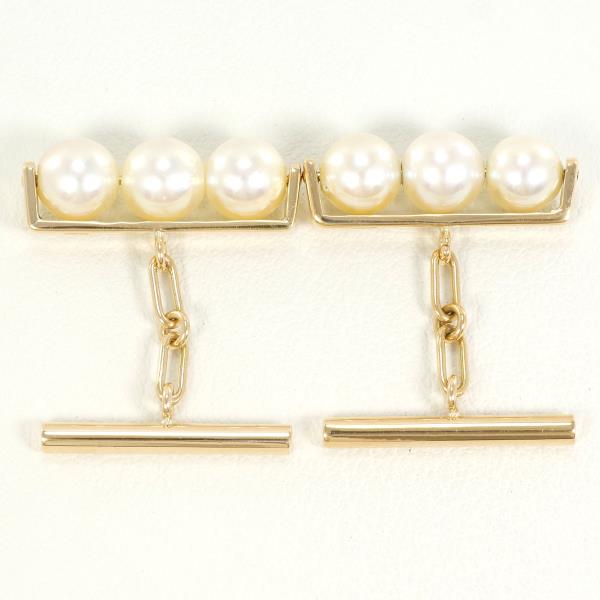 K18 Yellow Gold Pearl Cufflinks in Excellent Condition