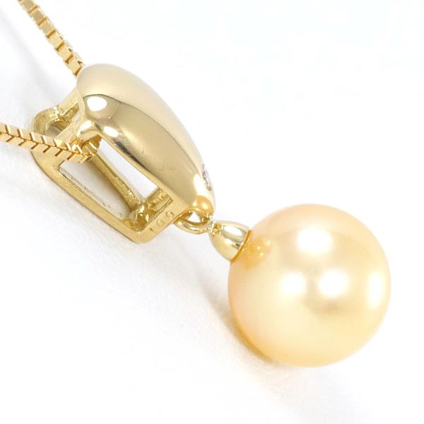 K18 Yellow Gold Pearl Diamond Necklace in Excellent Condition