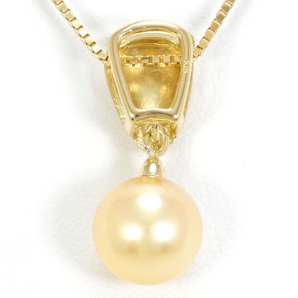 K18 Yellow Gold Pearl Diamond Necklace in Excellent Condition