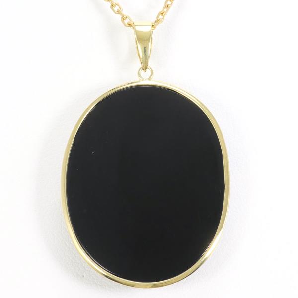 K18 Yellow Gold Onyx Shell Necklace in Excellent Condition