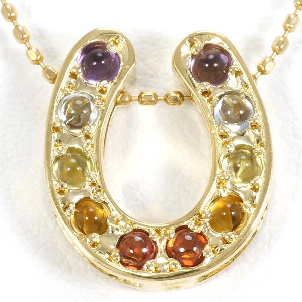 K18 Yellow Gold Necklace Amethyst Garnet Blue Topaz Peridot Citrine in Excellent Condition