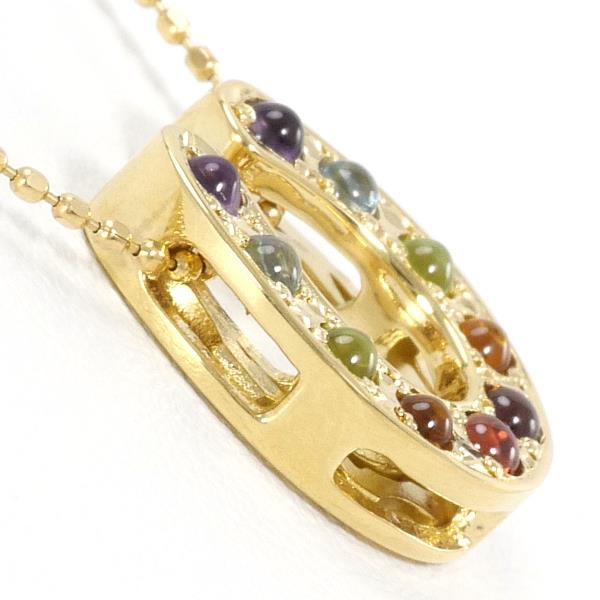 K18 Yellow Gold Necklace Amethyst Garnet Blue Topaz Peridot Citrine in Excellent Condition