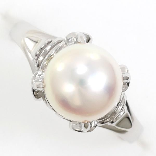 PT900 Platinum Pearl Ring 8.5 in Excellent Condition