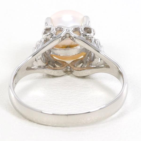 PT900 Platinum Pearl Ring 8.5 in Excellent Condition