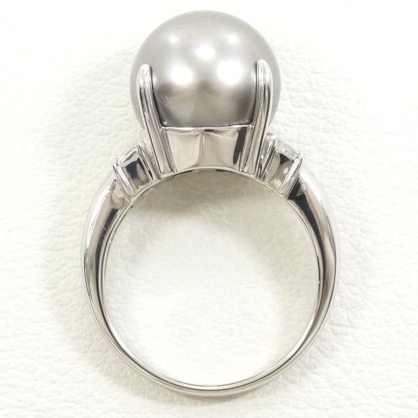 PT900 Platinum Ring with 11mm Pearl and 0.27ct Diamond in Excellent Condition