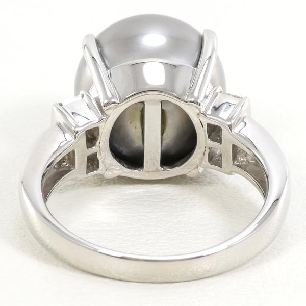 PT900 Platinum Ring with 11mm Pearl and 0.27ct Diamond in Excellent Condition