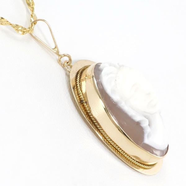 14K Yellow Gold Shell Cameo Necklace in Excellent Condition