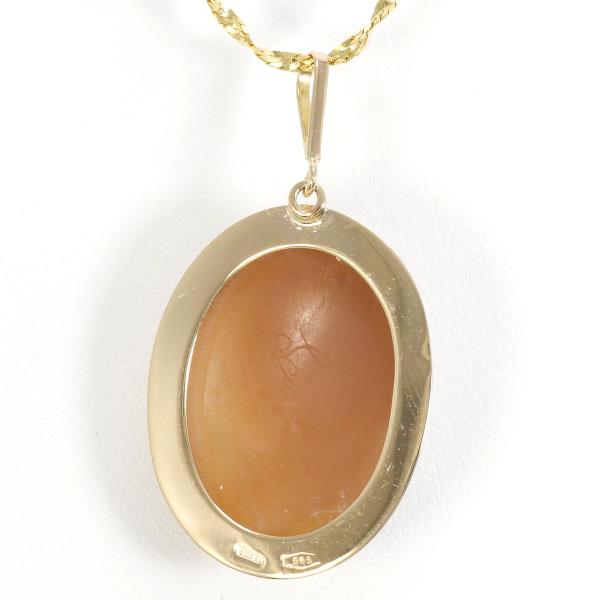 14K Yellow Gold Shell Cameo Necklace in Excellent Condition