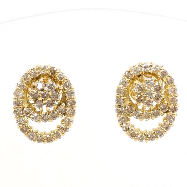 K18 Yellow Gold Brown Diamond Earrings in Excellent Condition