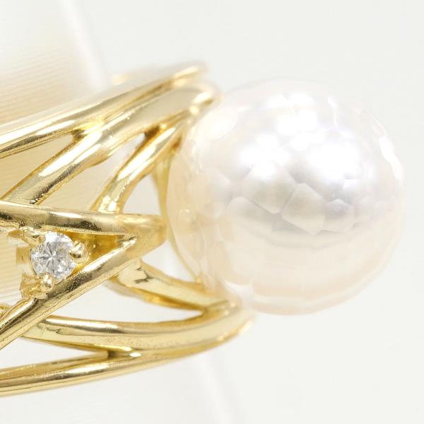 K18 Yellow Gold Pearl Ring with Diamond