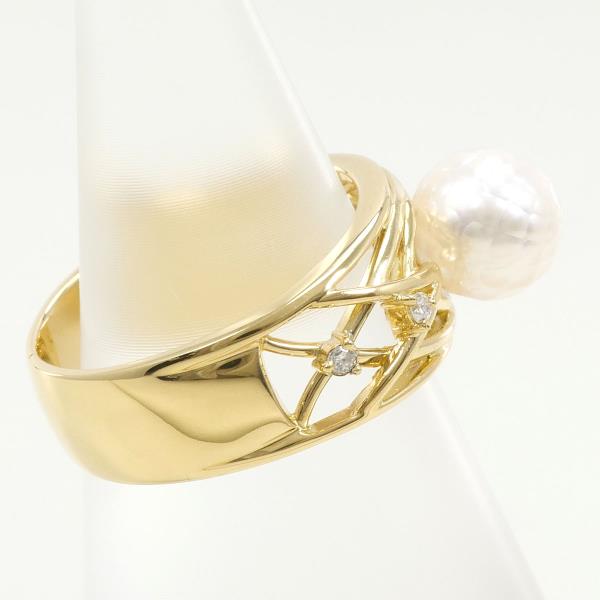 K18 Yellow Gold Pearl Ring with Diamond